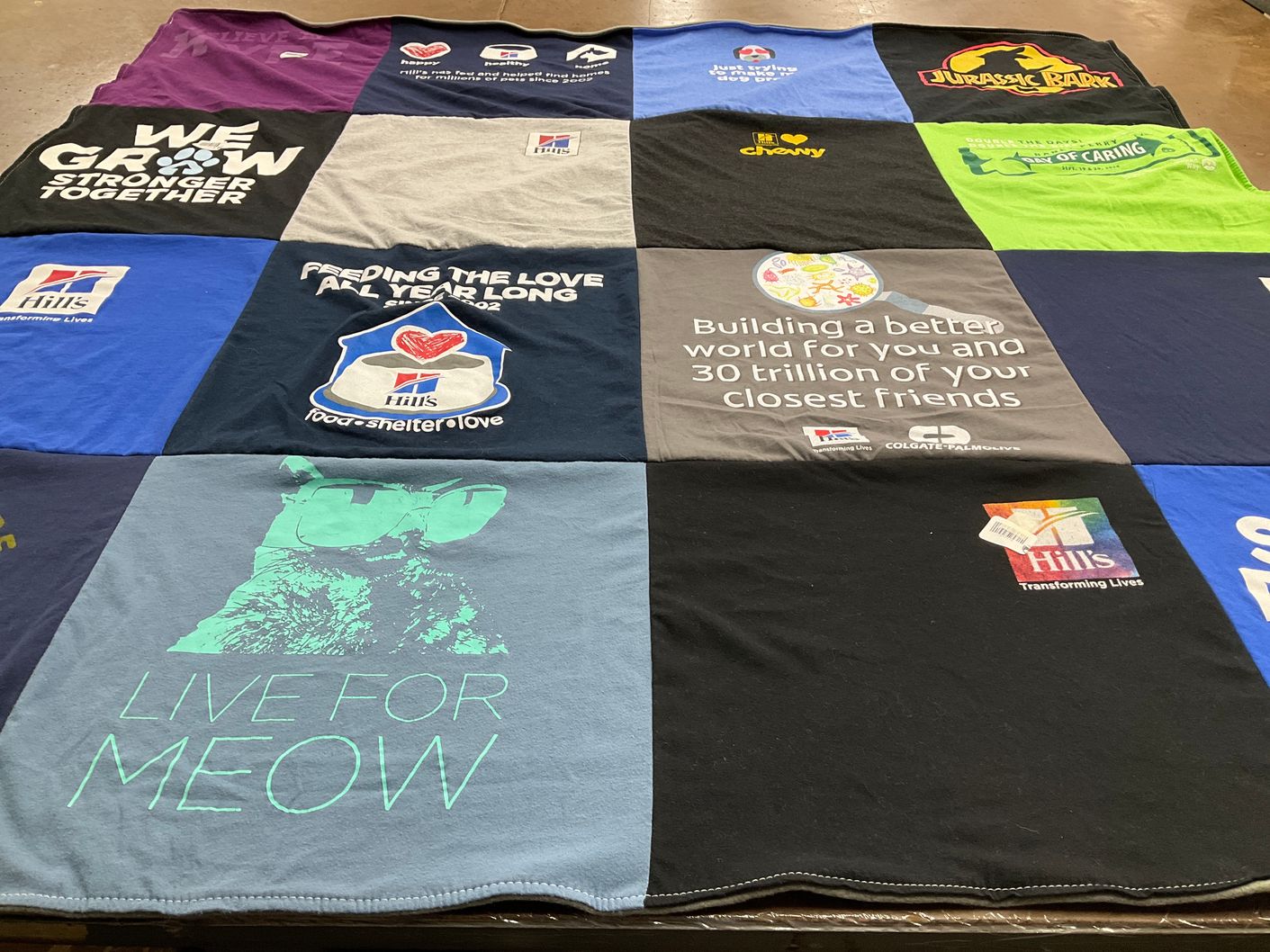 T-shirt quilt with animal care, community service themes by Megan from KS