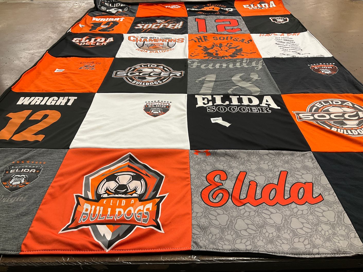 T-shirt quilt featuring elida bulldogs soccer by Pamela from OH