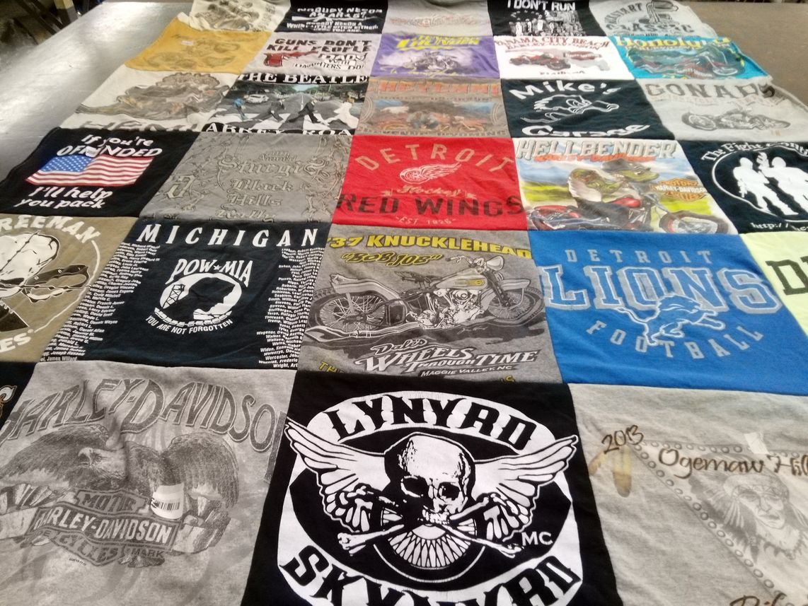 T-shirt quilt featuring detroit lions football, detroit red wings by michael from TN