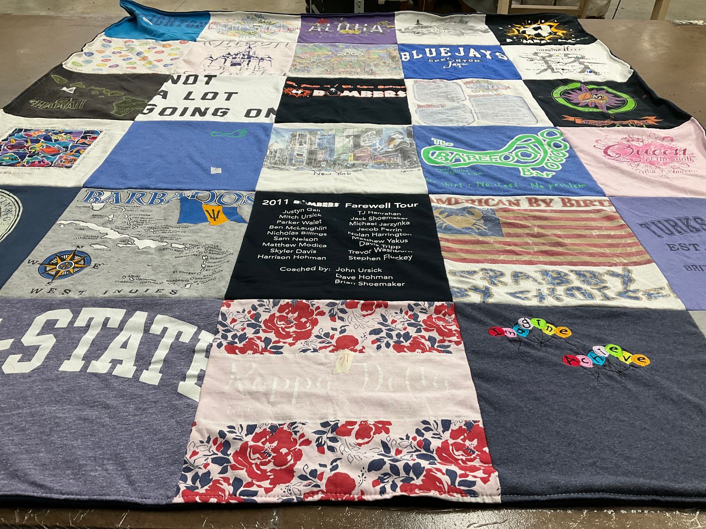 T-shirt quilt featuring bluejays, mississippi state university by Mary from NE