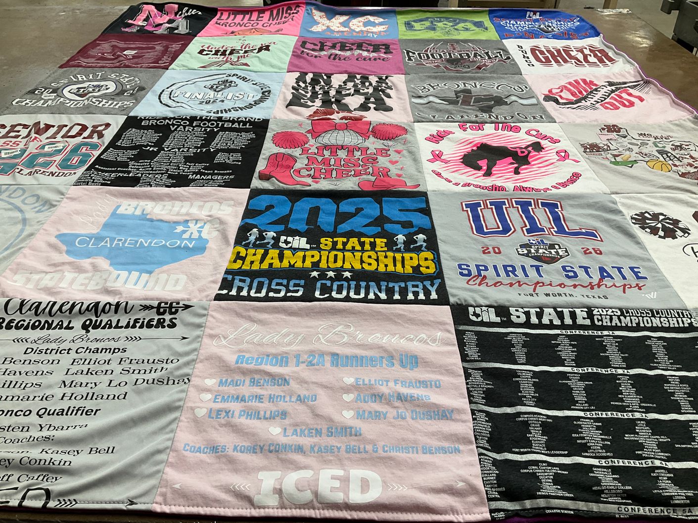 T-shirt quilt featuring clarendon broncos by Anne from TX
