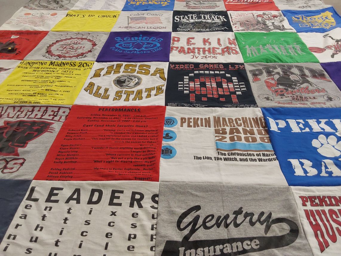 T-shirt quilt featuring pekin panthers by Melissa from IA