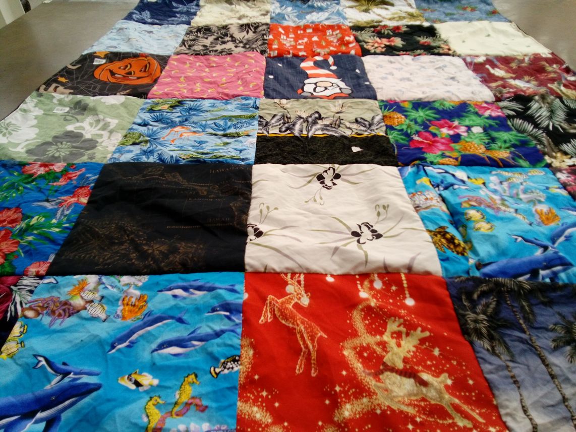 T-shirt quilt with ocean, beach themes by Heather from AZ