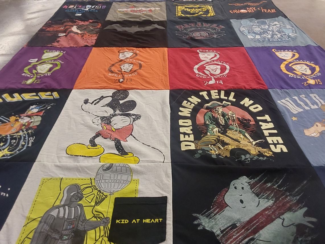 T-shirt quilt with animation, movies themes by Joell from NJ