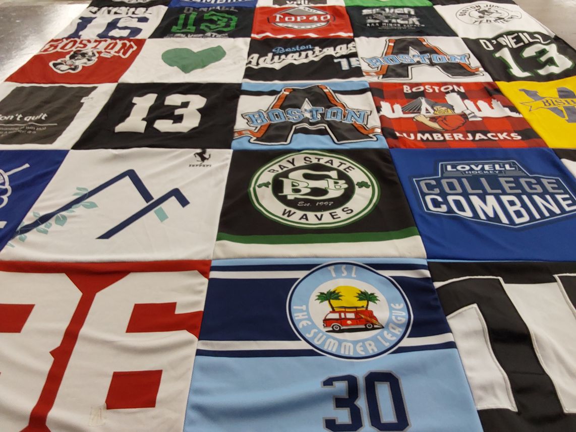 T-shirt quilt featuring boston lumberjacks by Kelley from MA