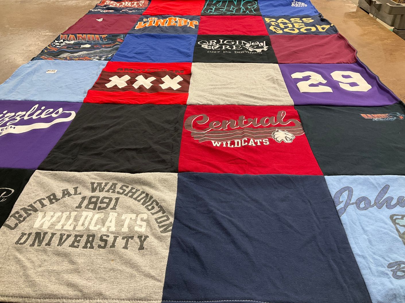 T-shirt quilt featuring central washington wildcats by Autumn from WA