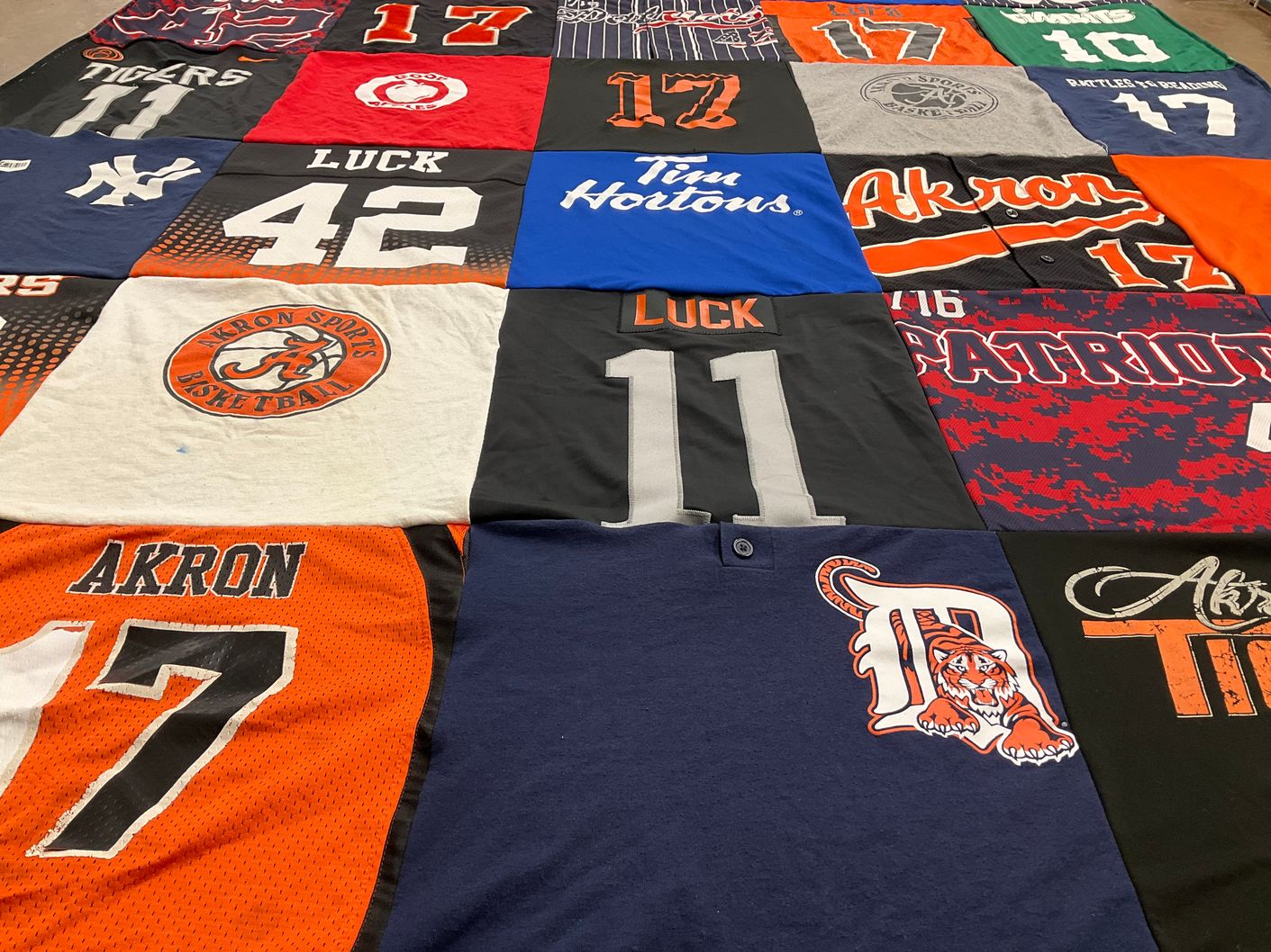 T-shirt quilt featuring university of akron basketball, detroit tigers by Renee from NY