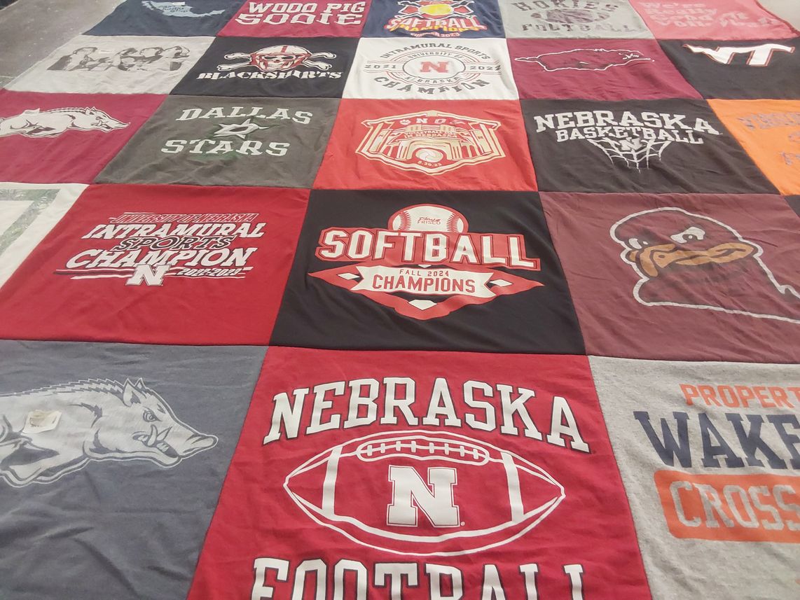 T-shirt quilt featuring nebraska football, nebraska basketball by Douglas from TX