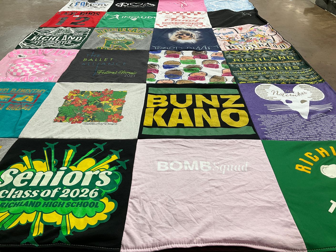 T-shirt quilt featuring richland bombers by Sarah from WA