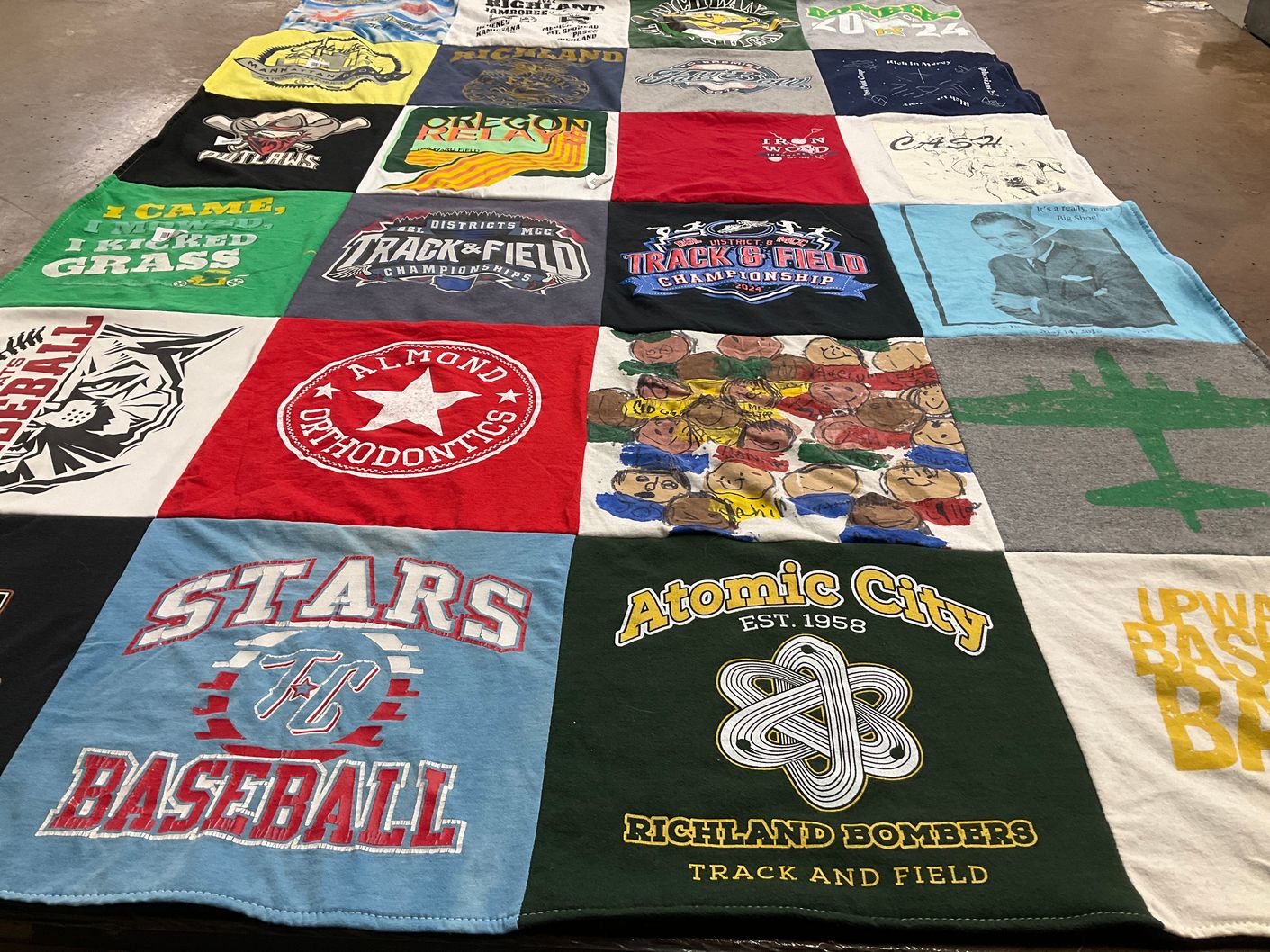 T-shirt quilt featuring richland bombers baseball by Sarah from WA