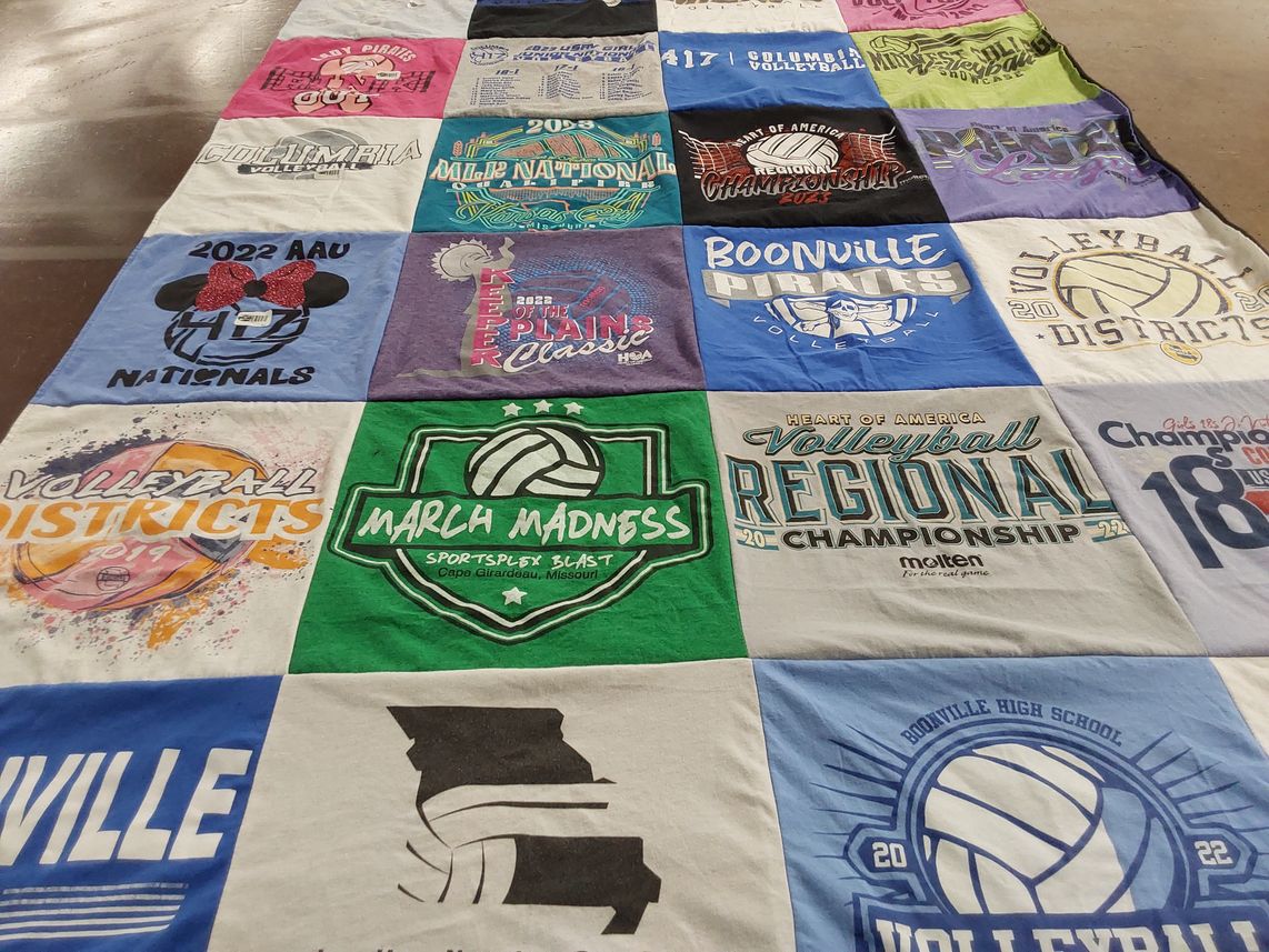 T-shirt quilt from boonville high school, columbia university by Tina from MO