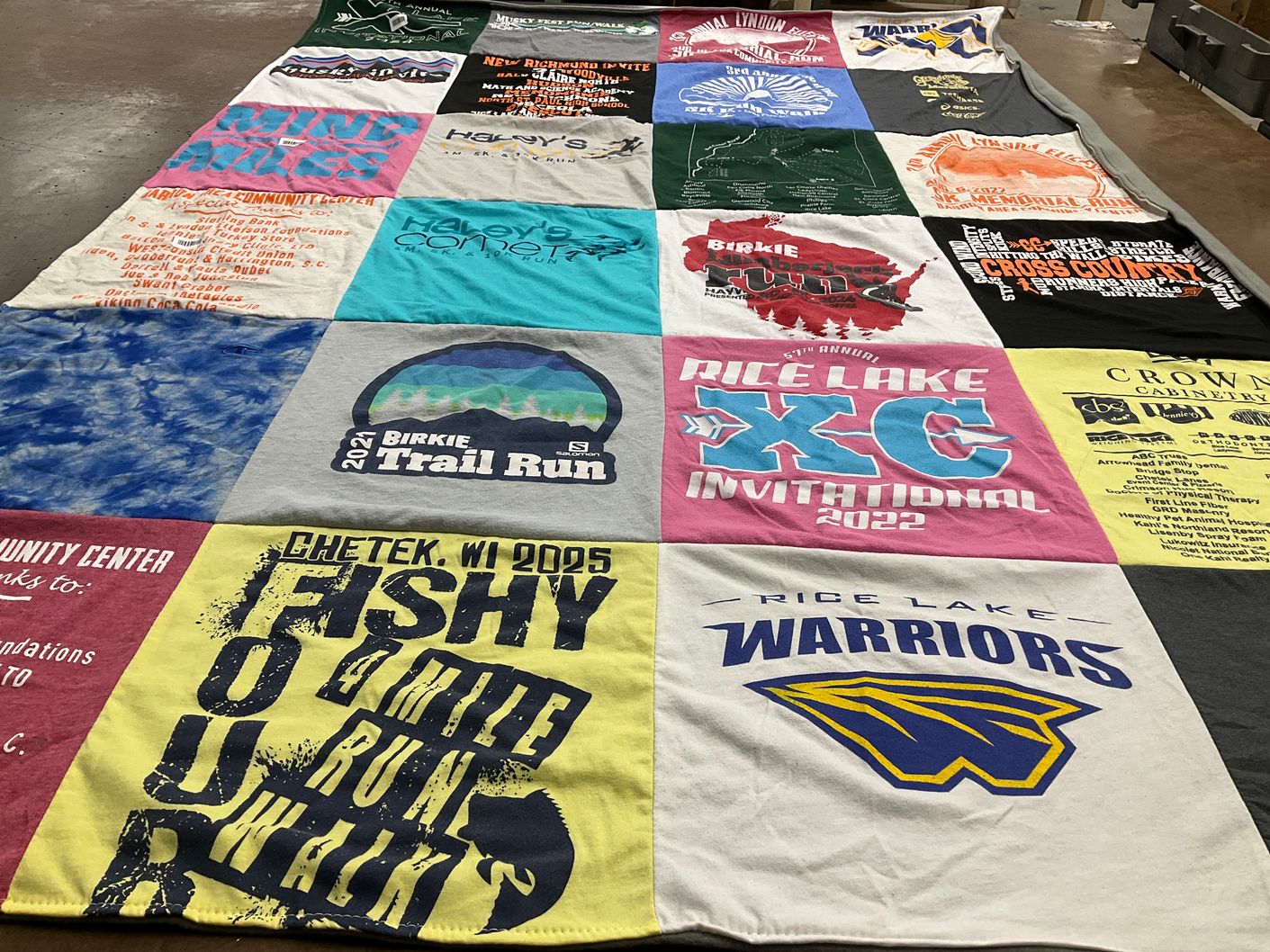 T-shirt quilt featuring rice lake warriors by MORGAN from WI