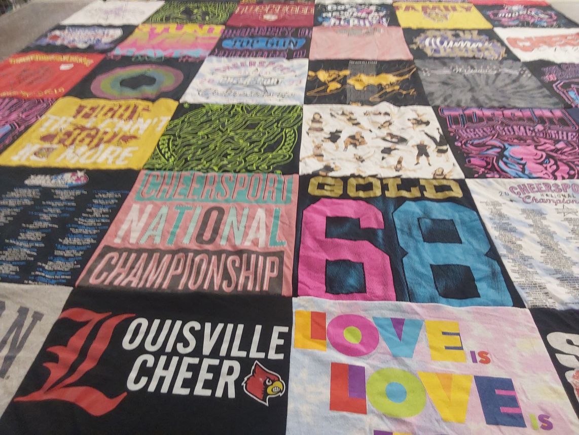 T-shirt quilt featuring louisville cheer by Joseph from GA
