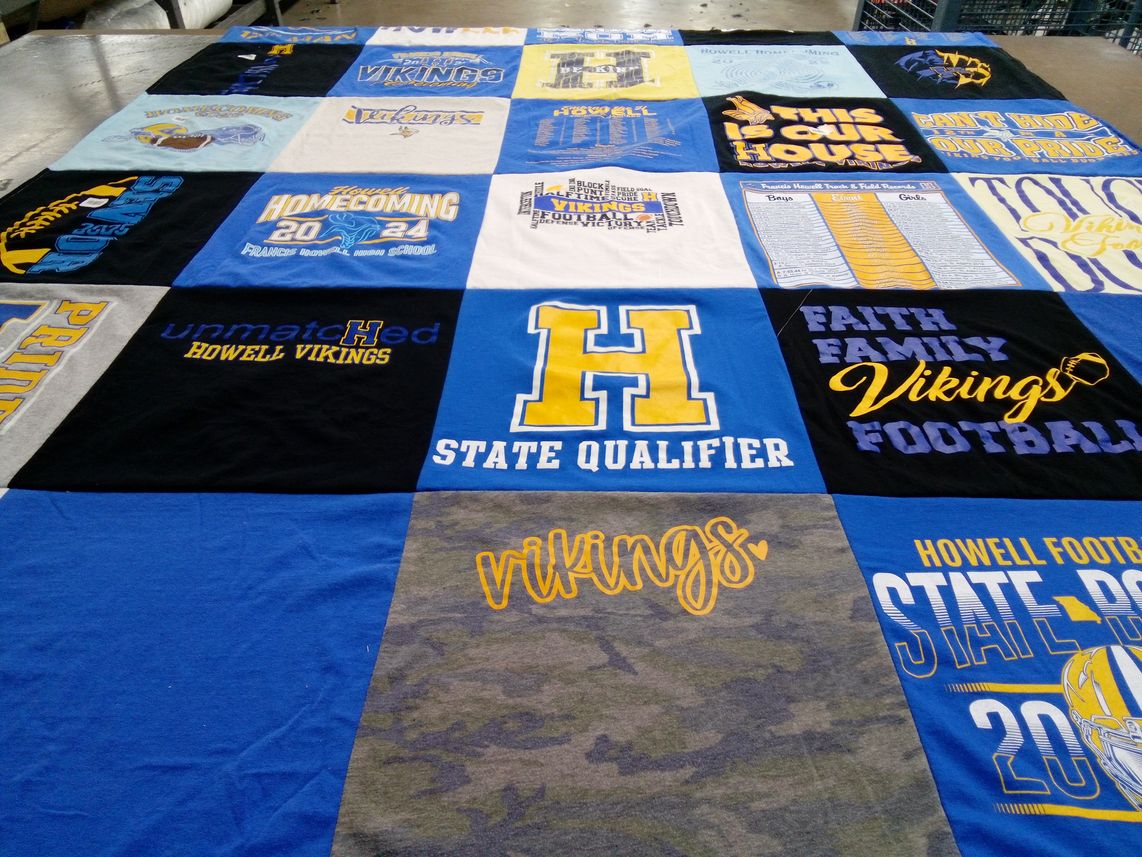 T-shirt quilt featuring howell vikings by Jennifer from MO