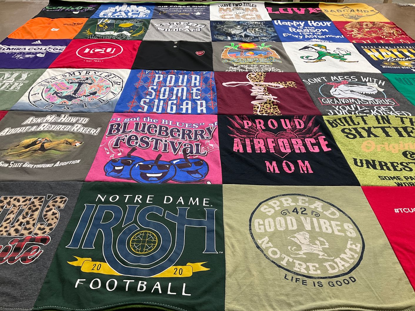 T-shirt quilt featuring notre dame irish football by Deborah from IN