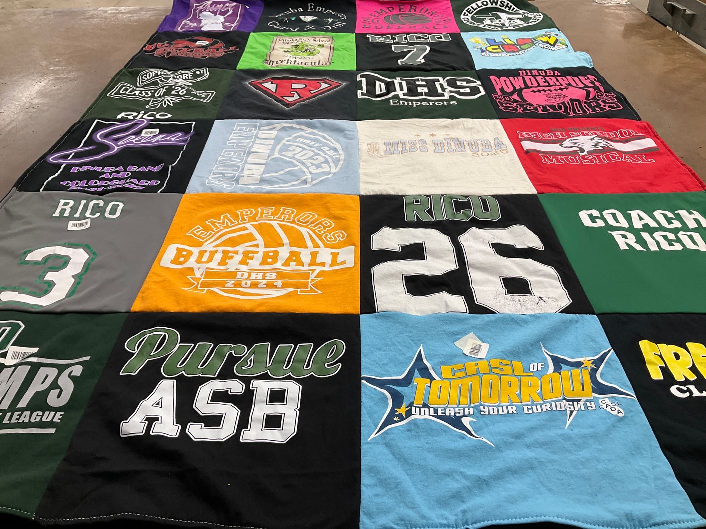 T-shirt quilt featuring dinuba emperors by Serena from CA