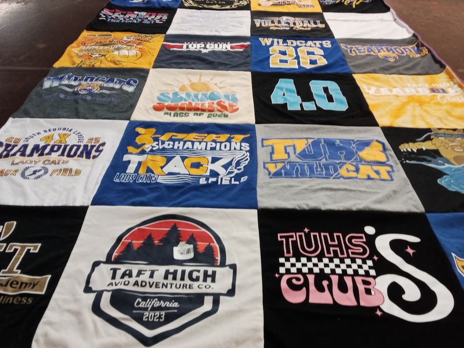 T-shirt quilt featuring lady cats, tuhs wildcat by Tabi from CA
