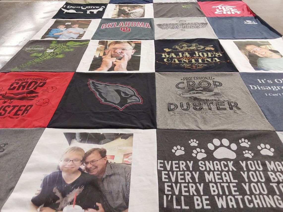 T-shirt quilt from university of oklahoma by Elaine from AZ