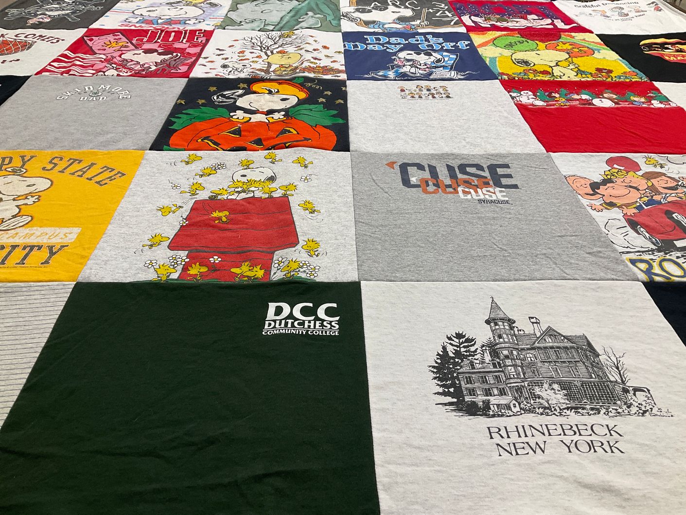 T-shirt quilt from dutchess community college, syracuse university by Jeffrey from NY