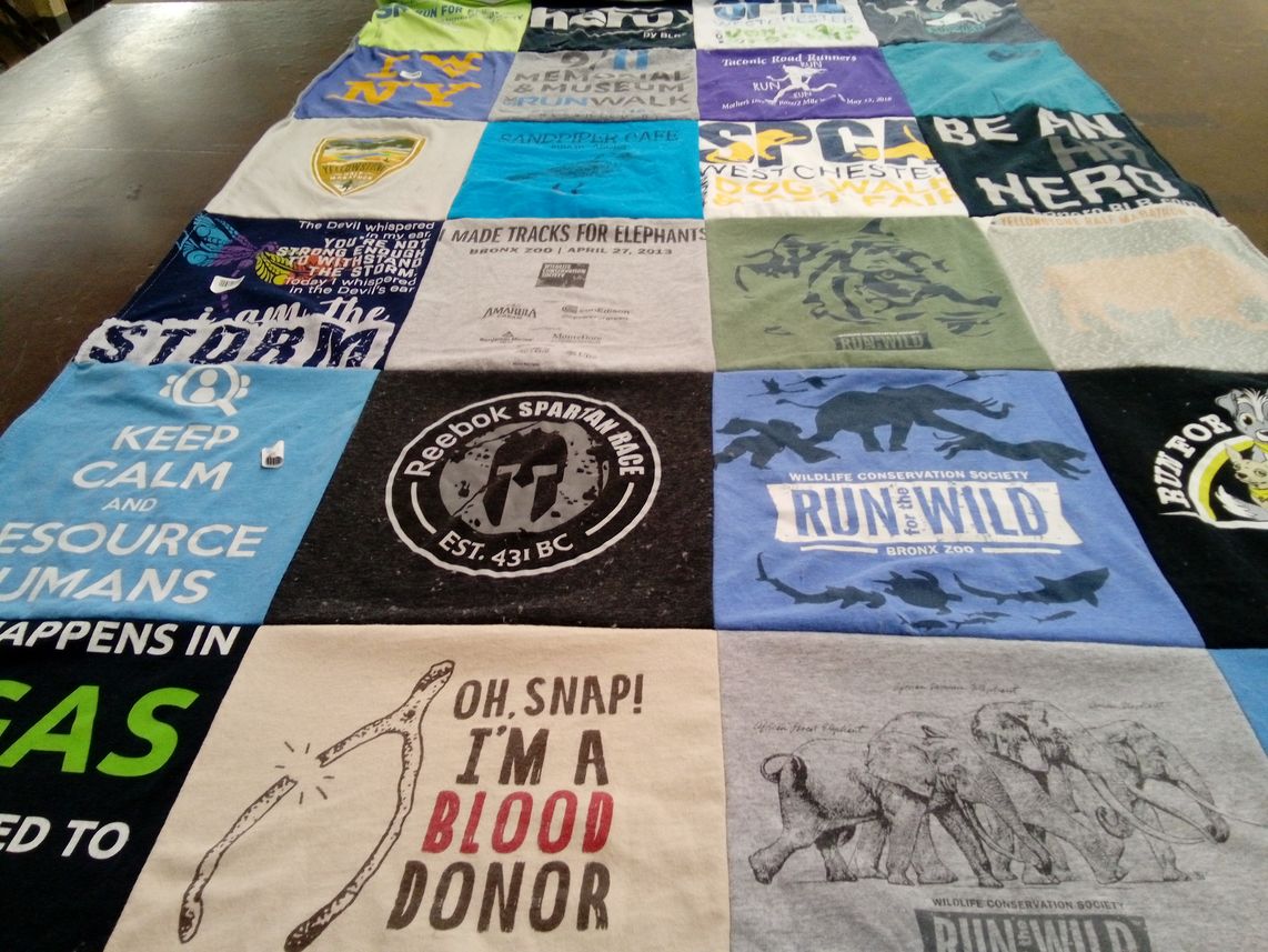 T-shirt quilt with wildlife, conservation themes by LISA from NY
