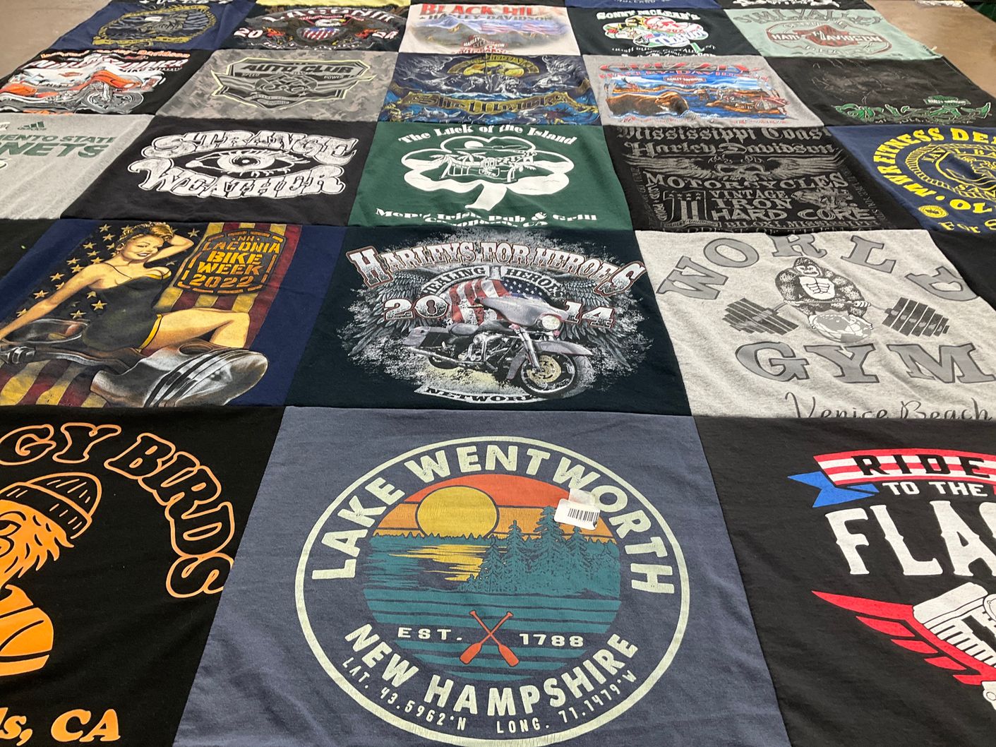 T-shirt quilt with motorcycles, fitness themes by Alan from CA
