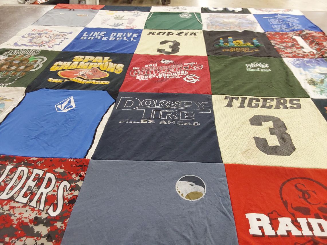 T-shirt quilt featuring tigers, raiders by Cathleen from GA