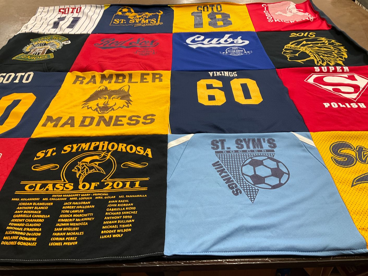 T-shirt quilt featuring st. sym's vikings by Dina from IL