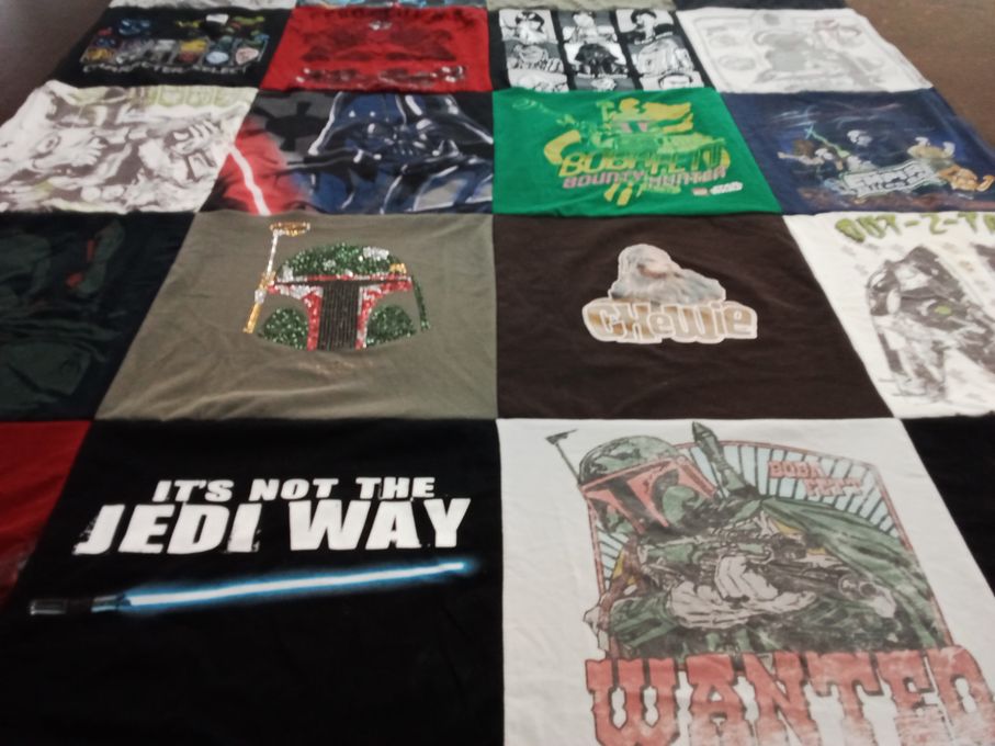 T-shirt quilt with star wars, science fiction themes by wendy from OK
