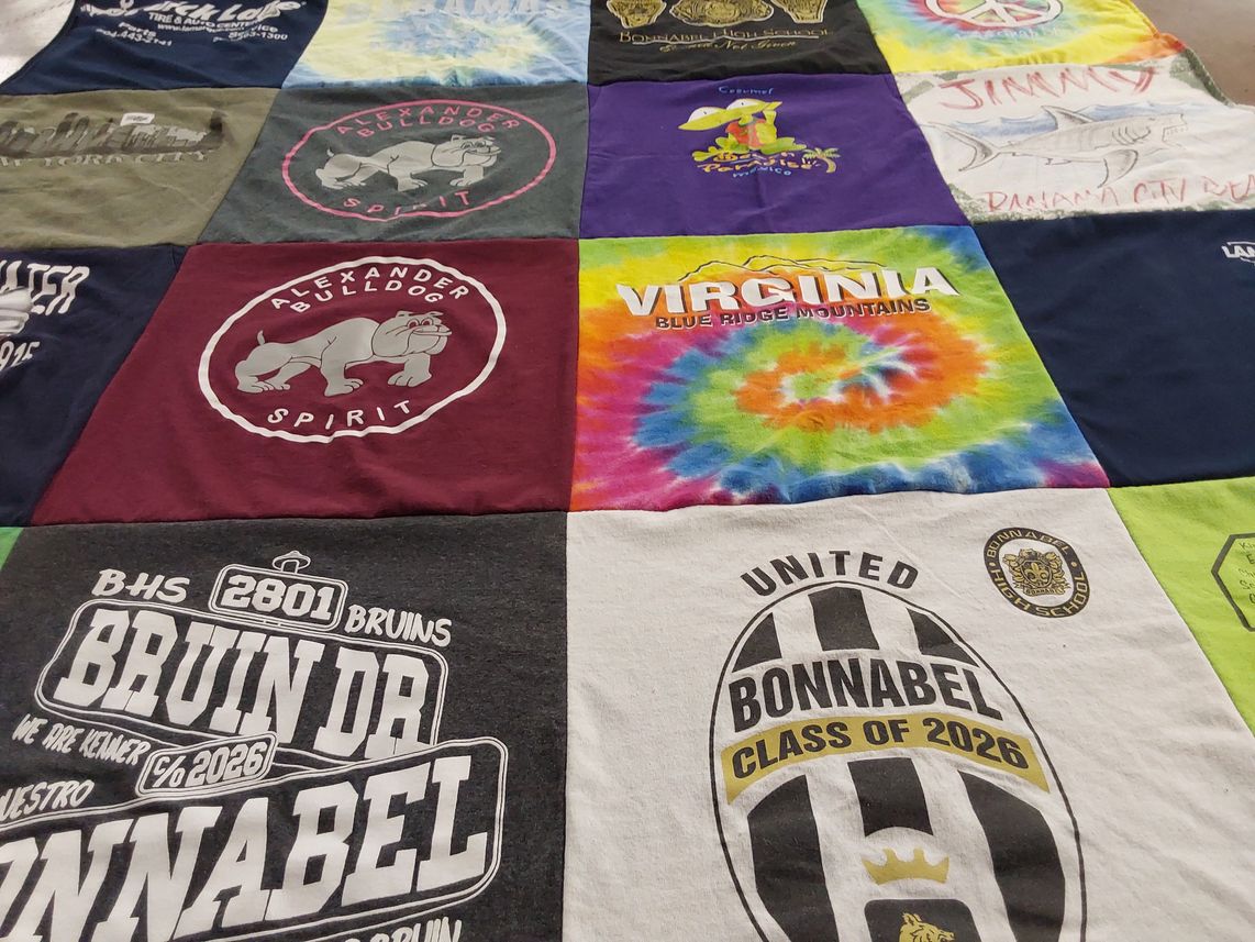 T-shirt quilt featuring bruin football team, bulldog spirit team by Renee from LA