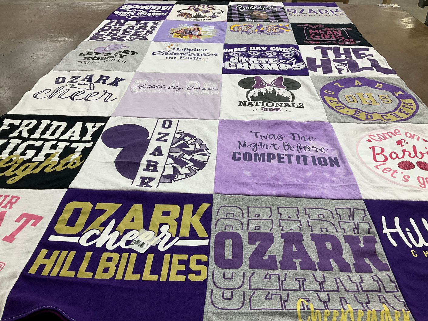 T-shirt quilt featuring ozark cheer by Erin from AR