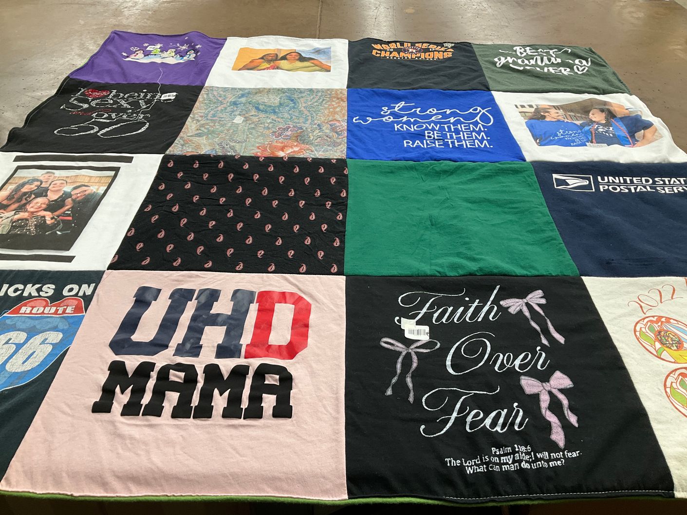 T-shirt quilt from university of houston downtown by Sarah from TX