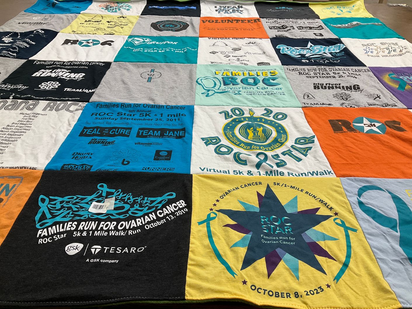 T-shirt quilt with running, health themes by Conrad from IL