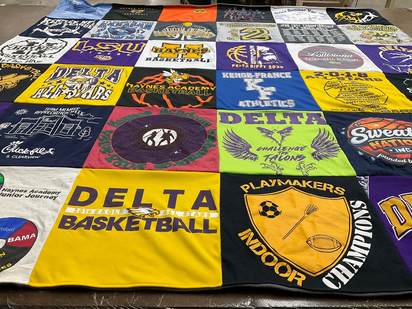 T-shirt quilt featuring delta all stars, haynes academy basketball by Stacey from LA