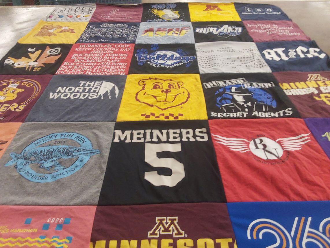 T-shirt quilt featuring gophers, wolves by Kristina from MN
