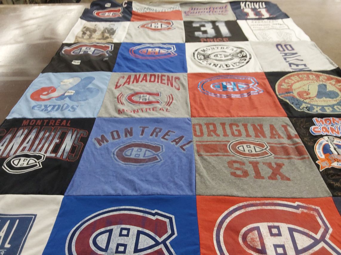 T-shirt quilt featuring montreal canadiens, montreal expos by Catherine from FL