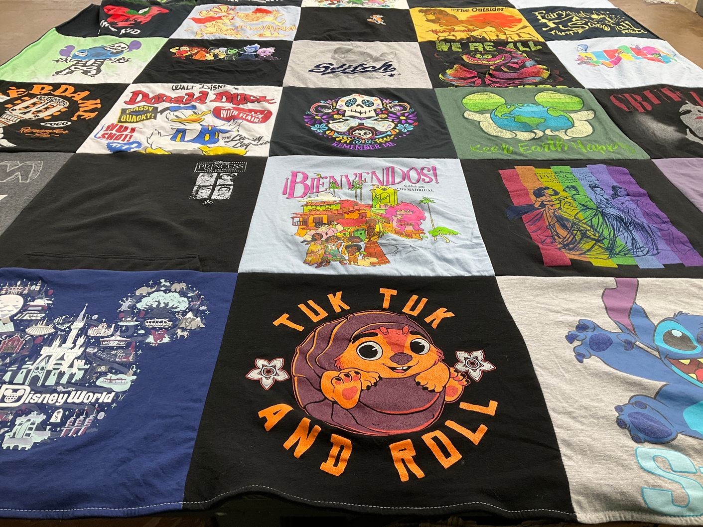 T-shirt quilt with disney, animation themes by Stacie Lin from NJ