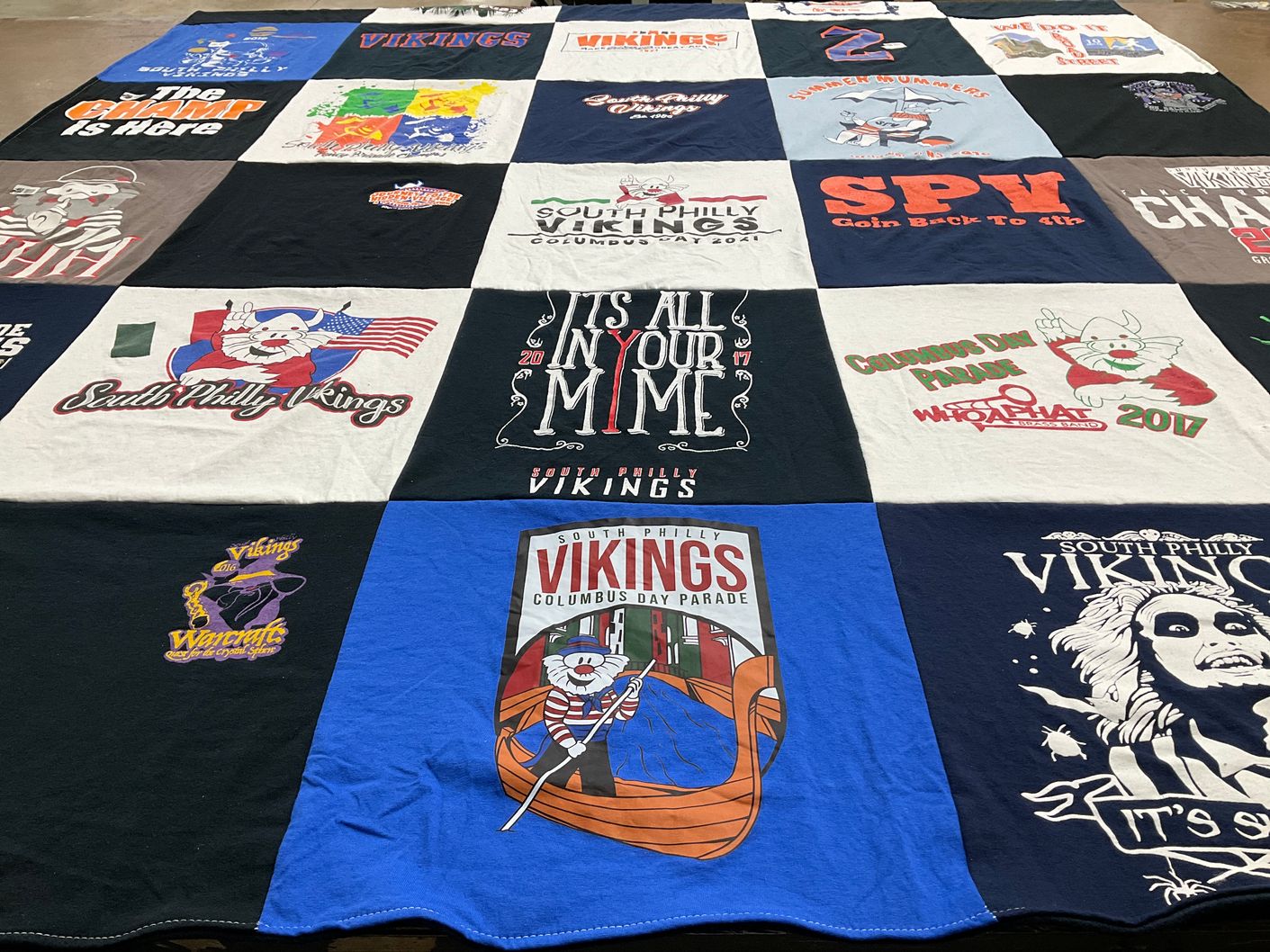 T-shirt quilt with parades, community events themes by Stacie Lin from NJ