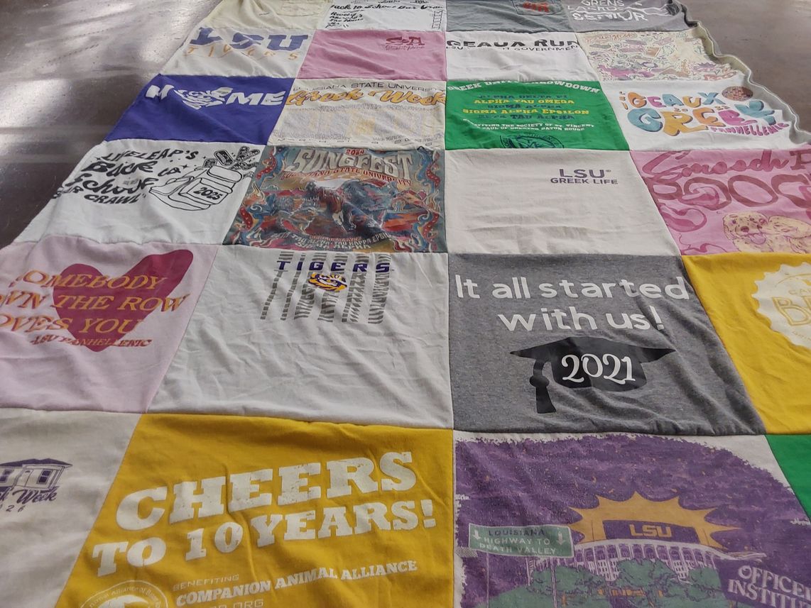 T-shirt quilt featuring louisiana state university tigers by Cristin from IL