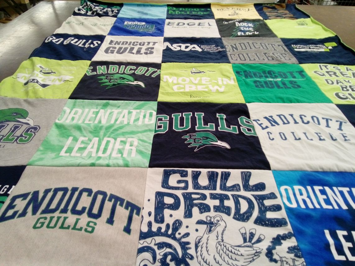 T-shirt quilt featuring endicott gulls by Morgan from MA