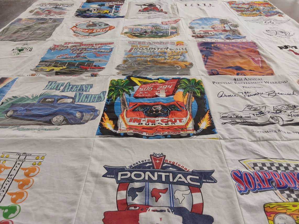 T-shirt quilt with cars, automobiles themes by Allyson from WA