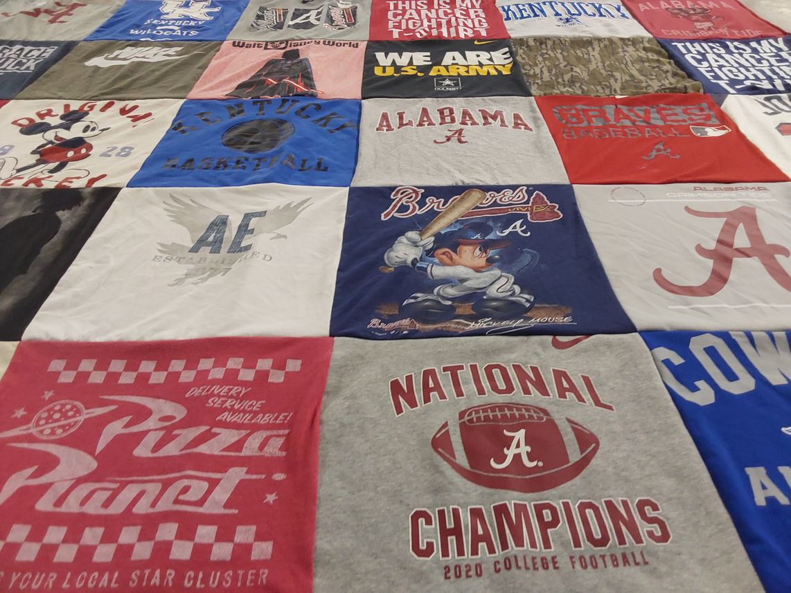 T-shirt quilt featuring alabama crimson tide, kentucky wildcats by Melissa from KY