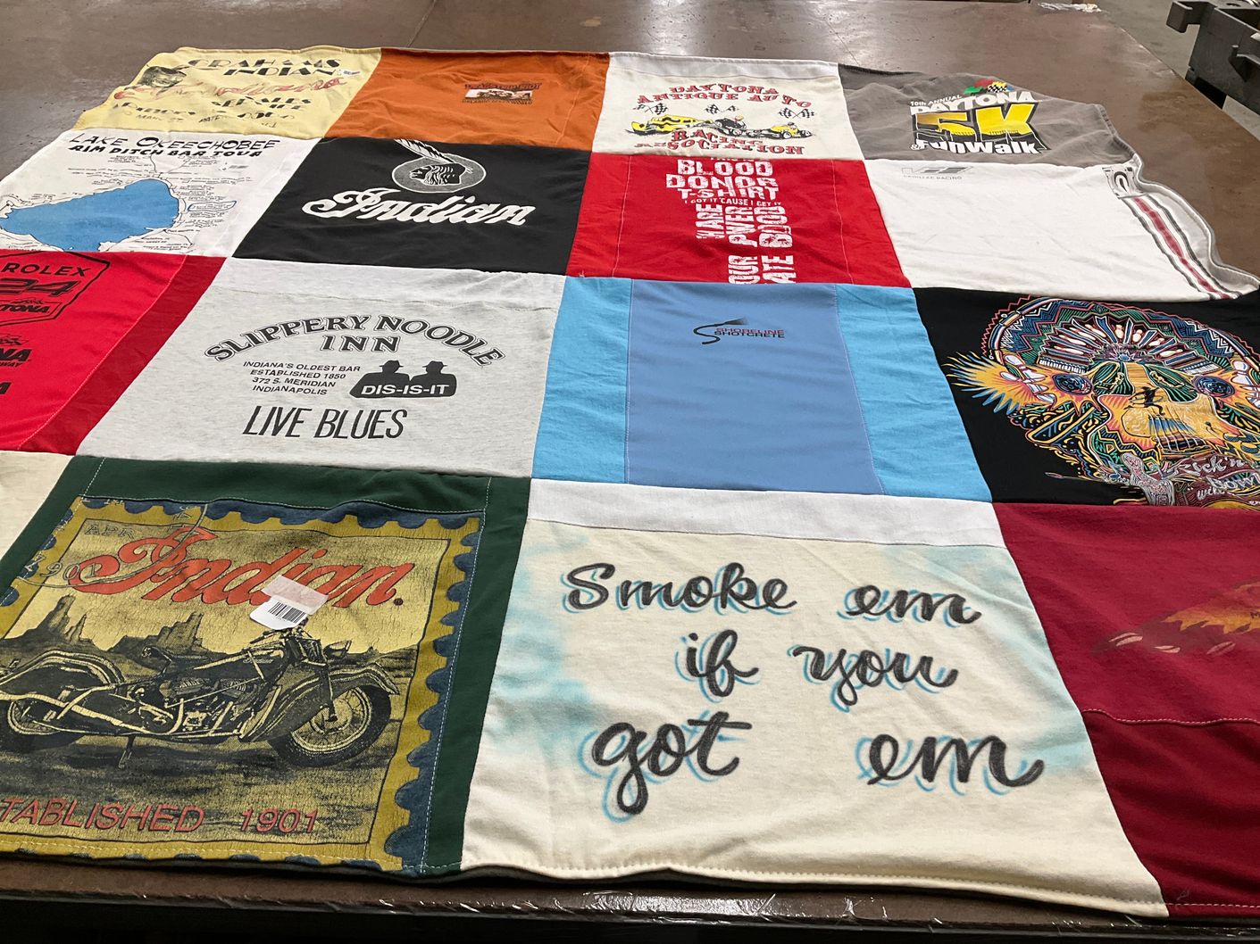 T-shirt quilt with motorcycles, live music themes by Eric from FL
