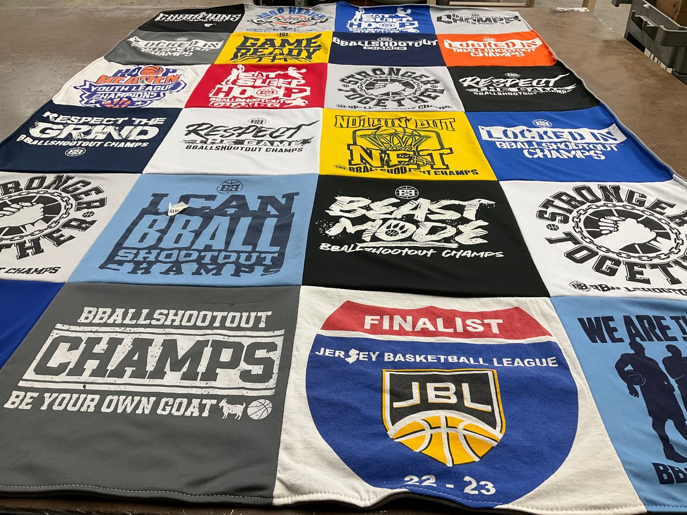 T-shirt quilt with basketball, sports themes by Meredith from NJ