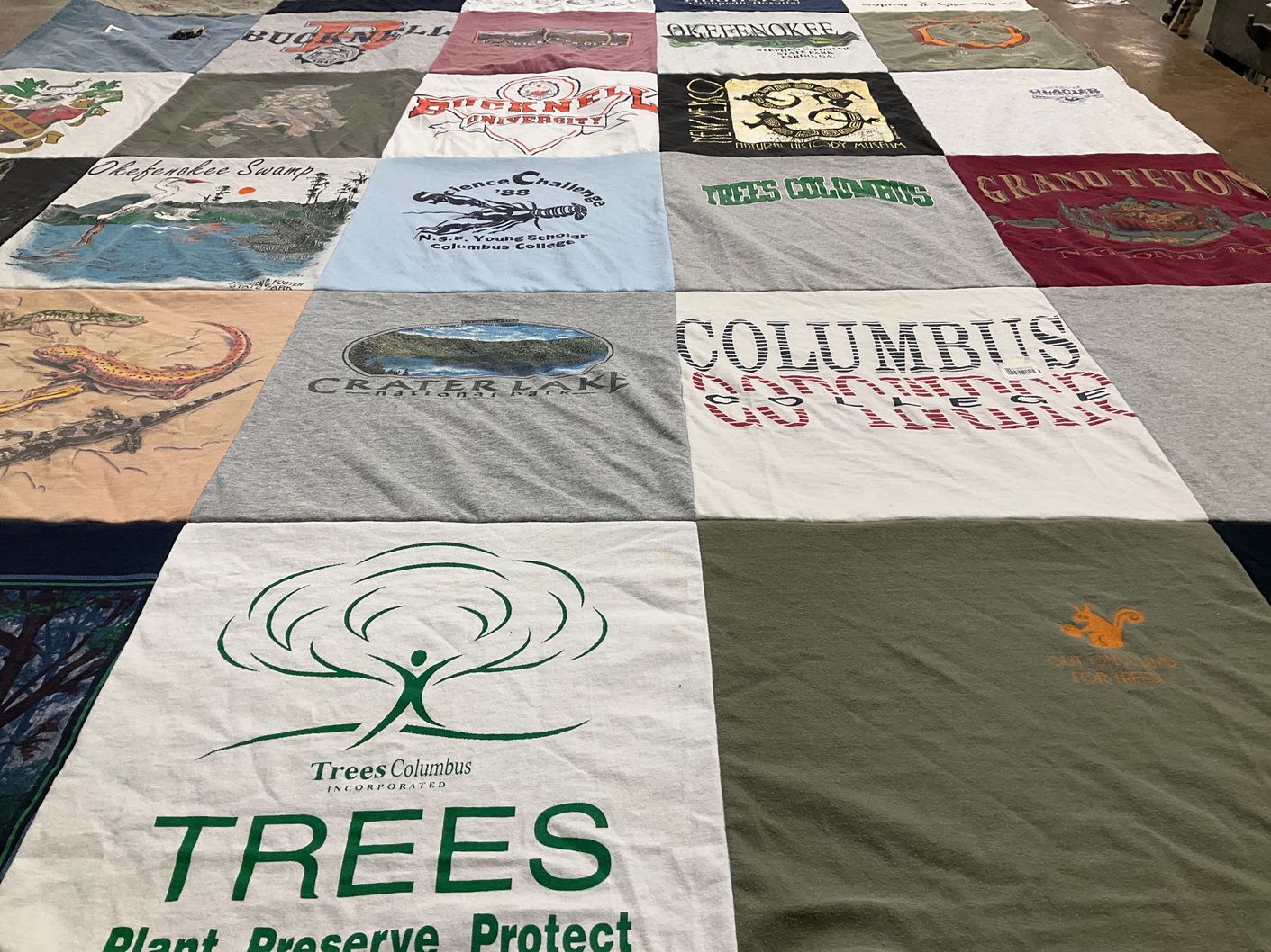 T-shirt quilt from bucknell university, columbus college by Debbie from GA