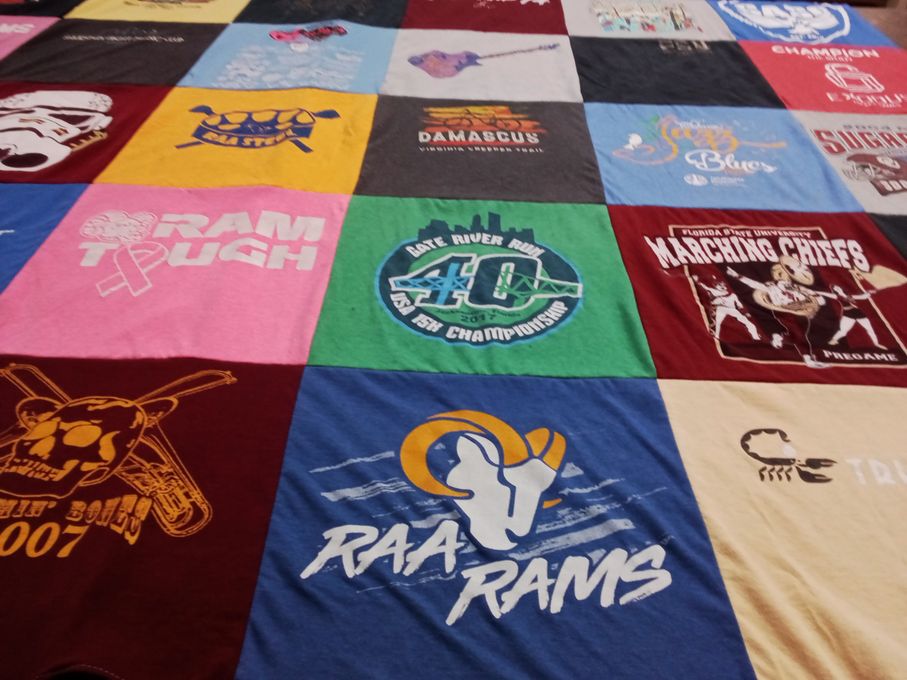 T-shirt quilt featuring marching chiefs by Laura from FL