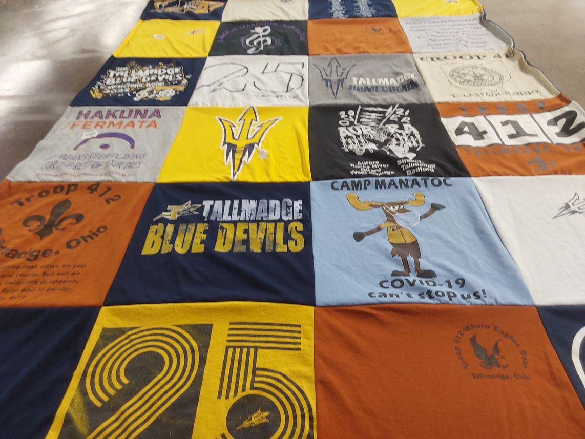 T-shirt quilt featuring tallmadge blue devils by Susan from OH