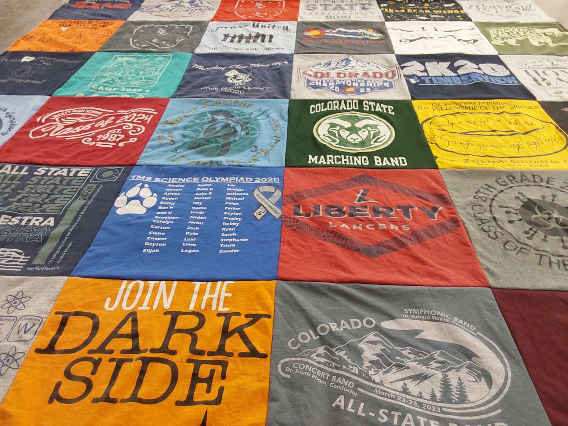 T-shirt quilt from colorado state university, liberty high school by Crystalyn from CO