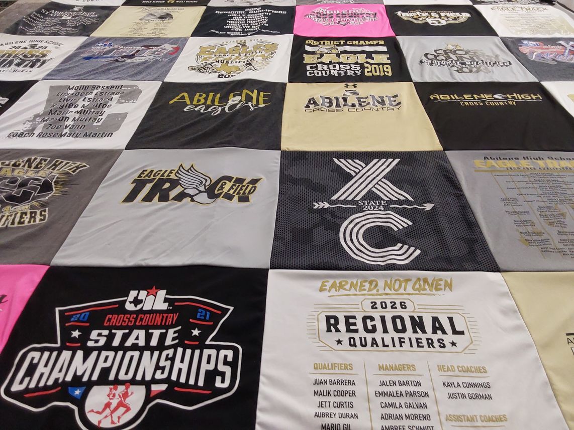 T-shirt quilt featuring abilene eagles by Rosemary from TX