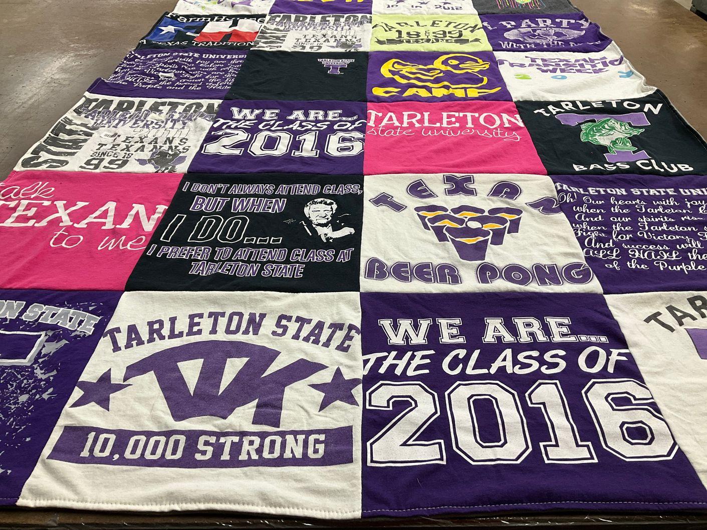 T-shirt quilt from tarleton state university by Ashley from TX
