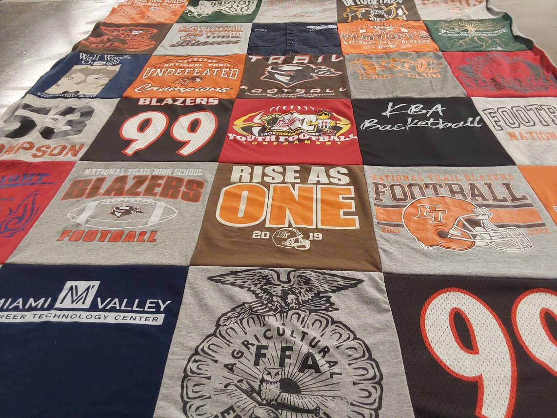 T-shirt quilt featuring national trail blazers football by Tiffany from OH